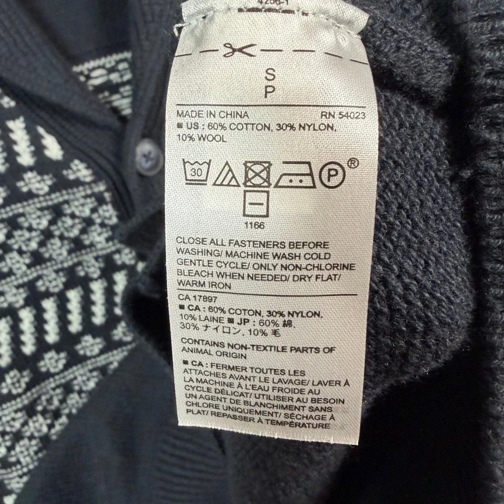 Banana Republic Shawl Collar‎ Fair Isle Cardigan Mens Size S